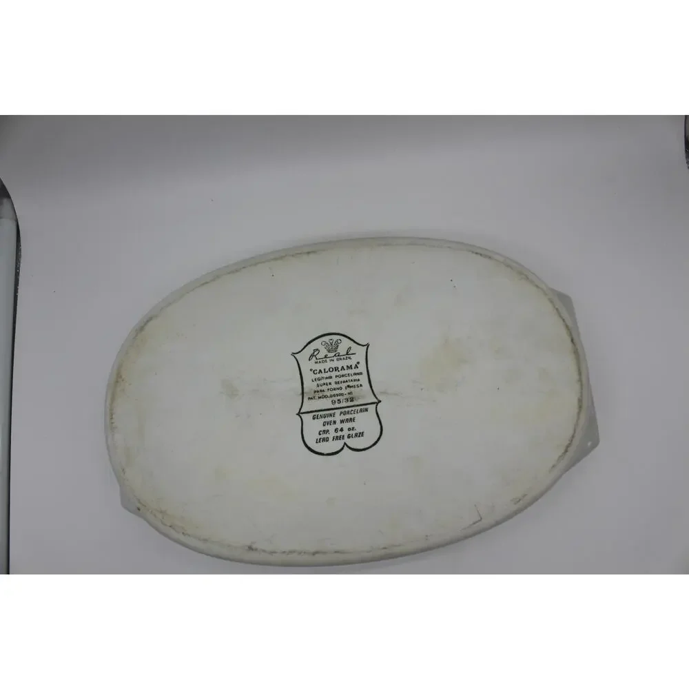 Set of 2 Vtg Real Calorama Floral Genuine Porcelain Oven Ware 64 oz & 48 oz Oval